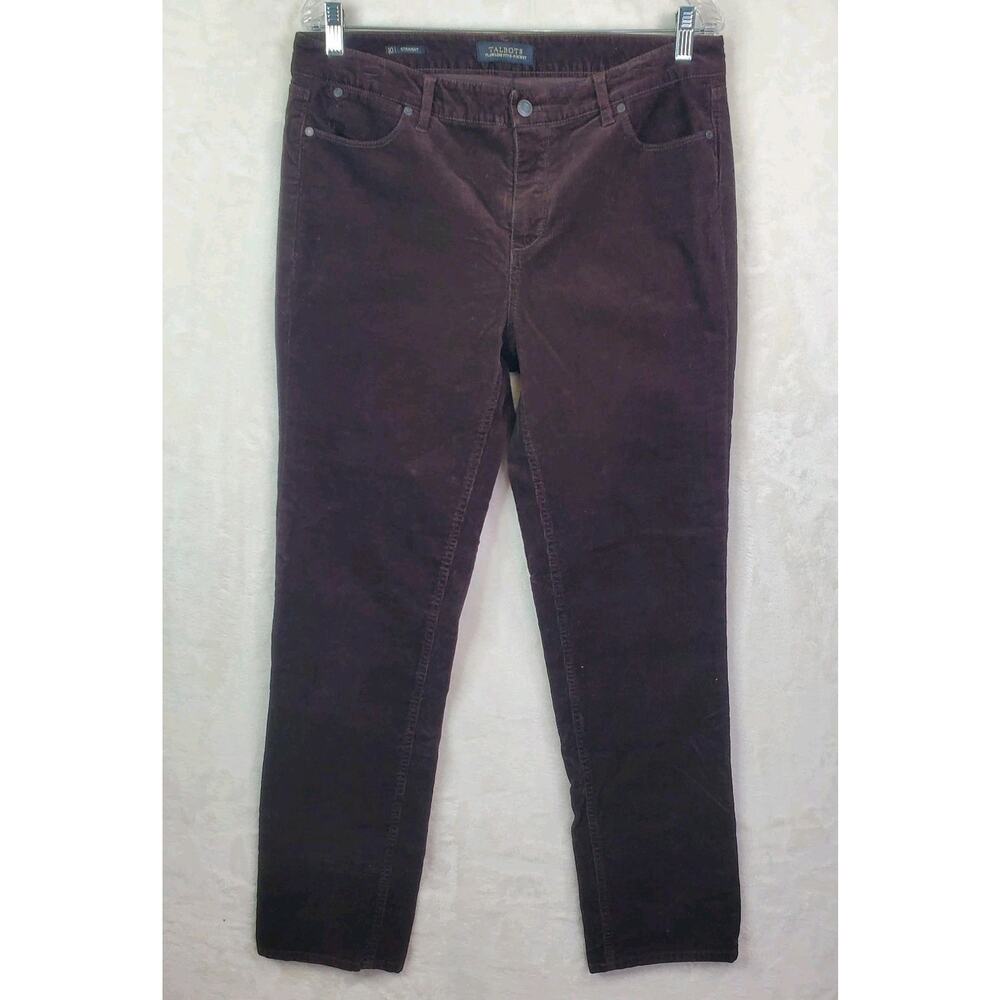 Talbots Flawless Straight Leg Dark Brown Cotton Stretch Corduroy Pants Sz 10